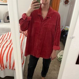 Suede red oversized shirt